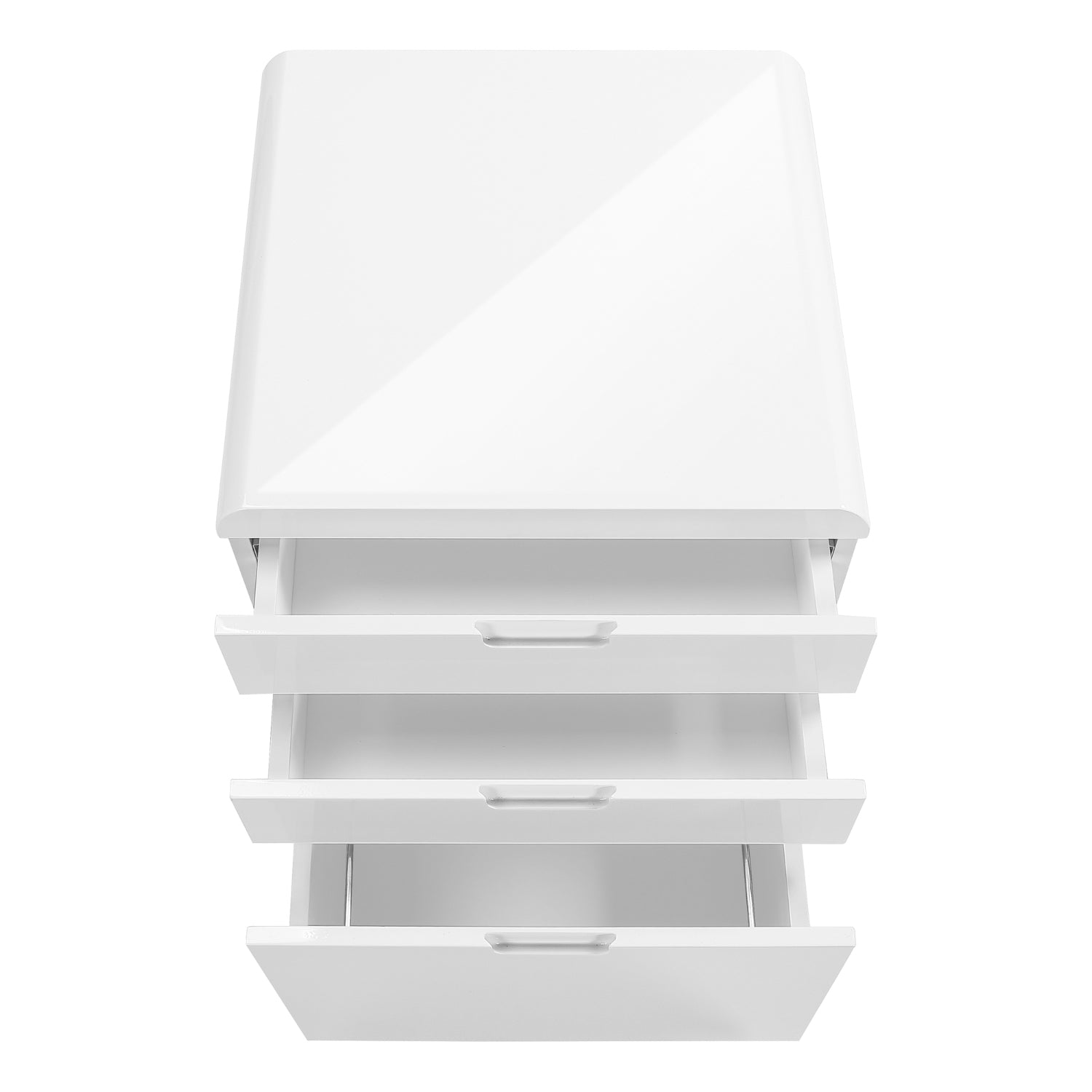 Filing Cabinet - 3 Drawers / Glossy White On Casters