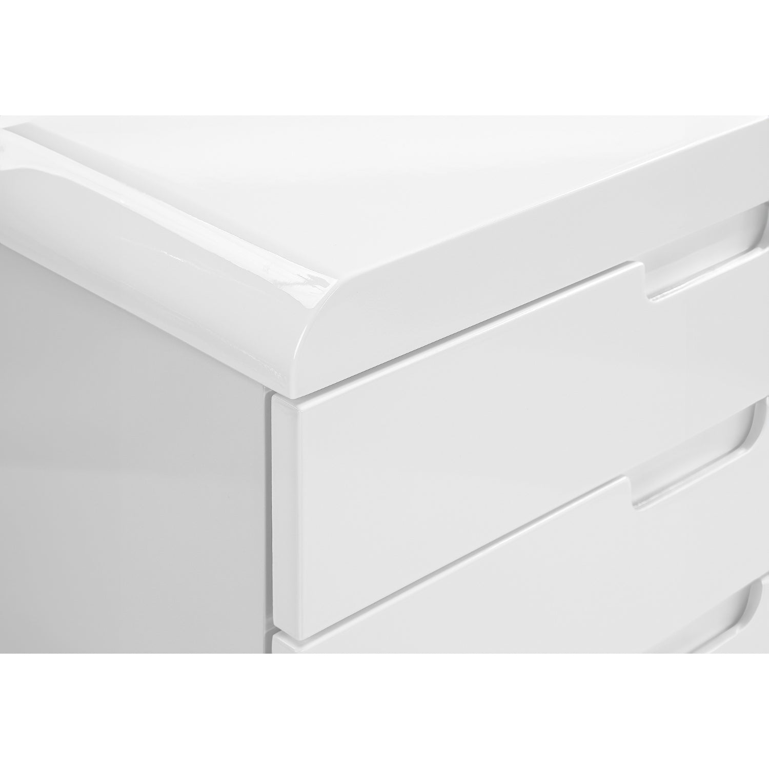 Filing Cabinet - 3 Drawers / Glossy White On Casters