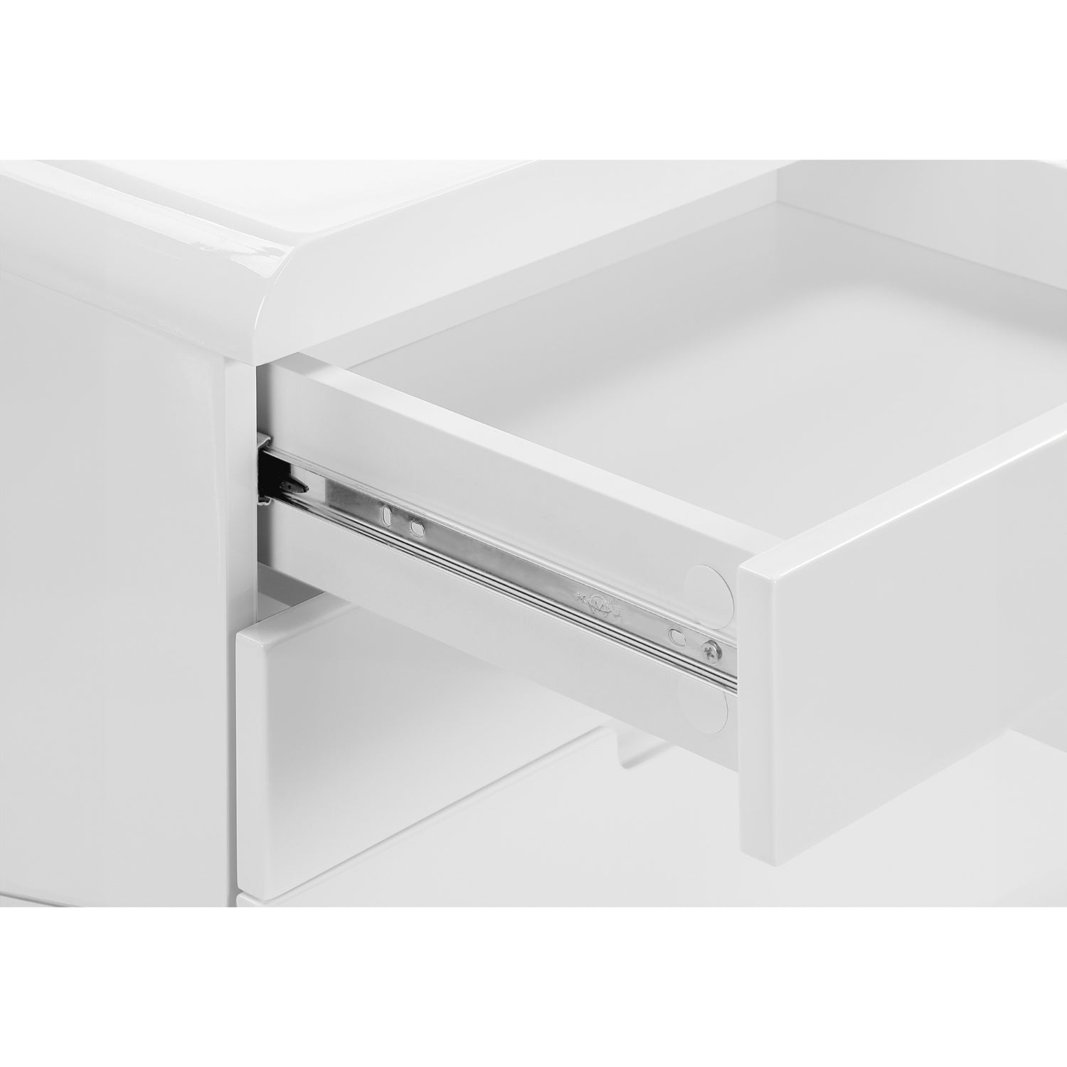 Filing Cabinet - 3 Drawers / Glossy White On Casters