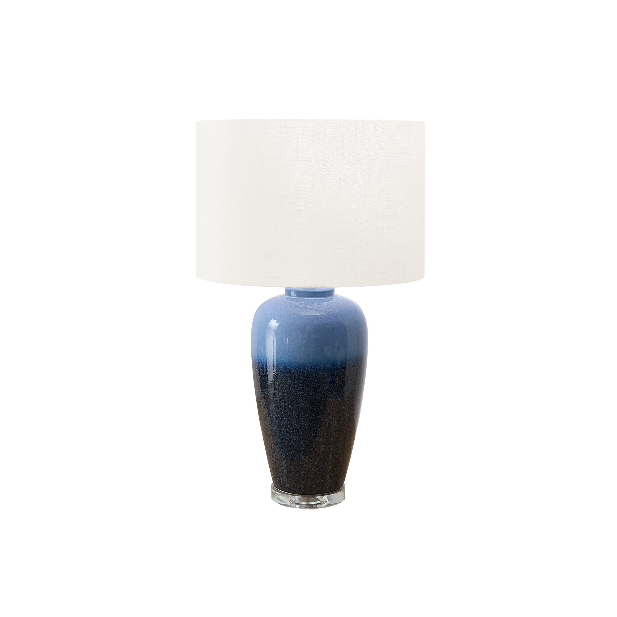 Table Lamp - 29"H / Blue Ceramic / Ivory