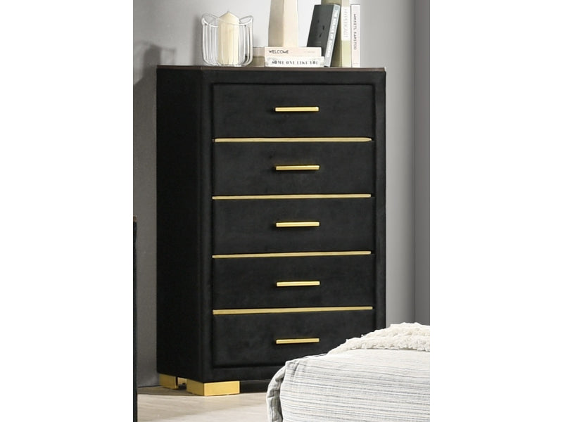 Madison - Bedroom Set - Black and Gold Velvet