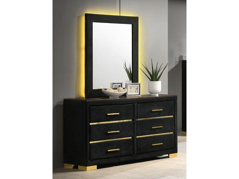 Madison - Bedroom Set - Black and Gold Velvet