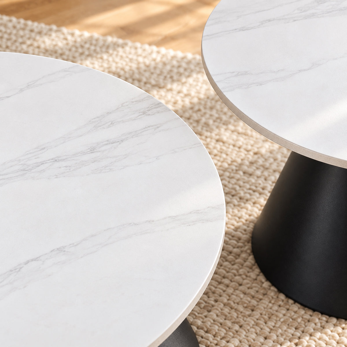 Avolio - Ensemble table de salon - Marbre blanc veiné