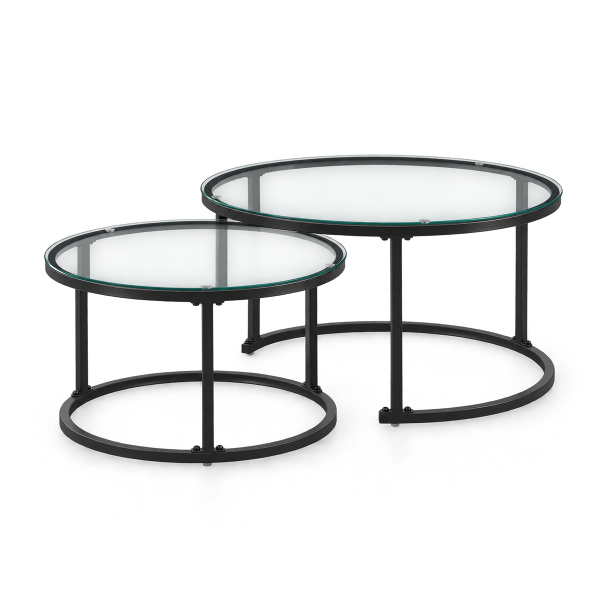 Holden - Nesting Coffee Table Set - Matte Black and Glass