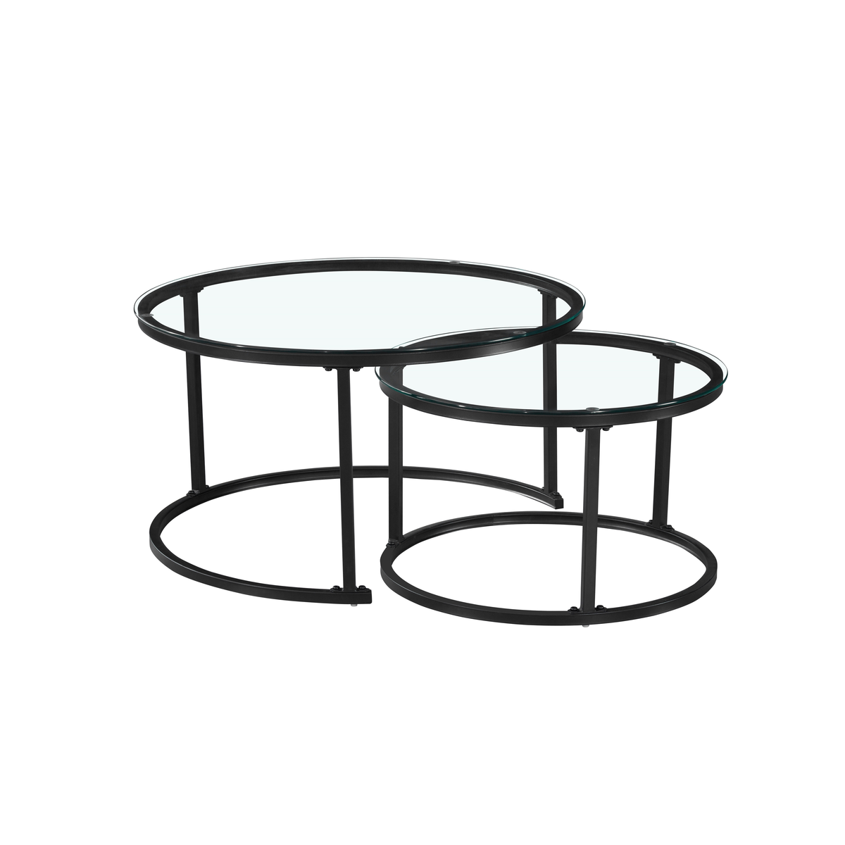 Holden - Nesting Coffee Table Set - Matte Black and Glass