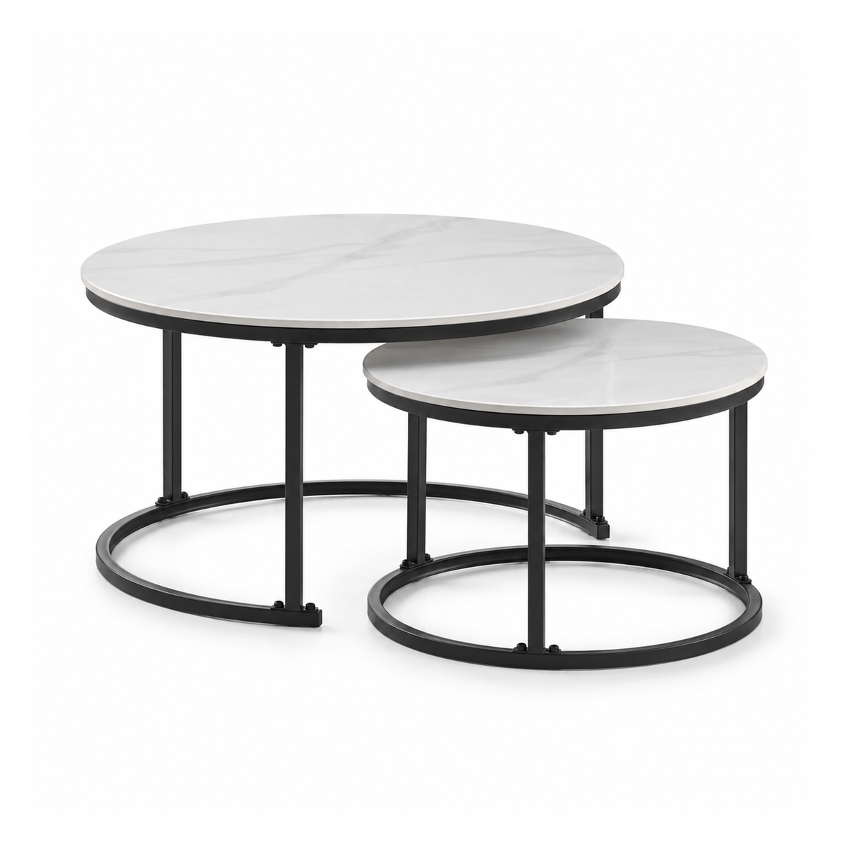 Auden - Ensemble table de salon - Marbre blanc veiné