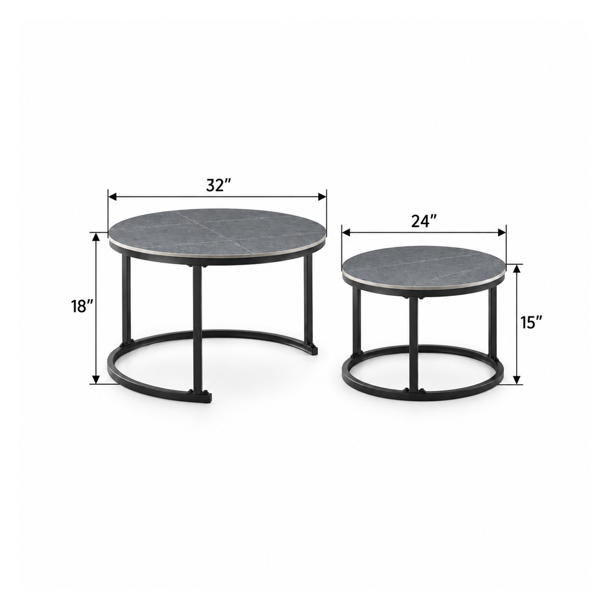 Auden - Ensemble table de salon - Marbre gris