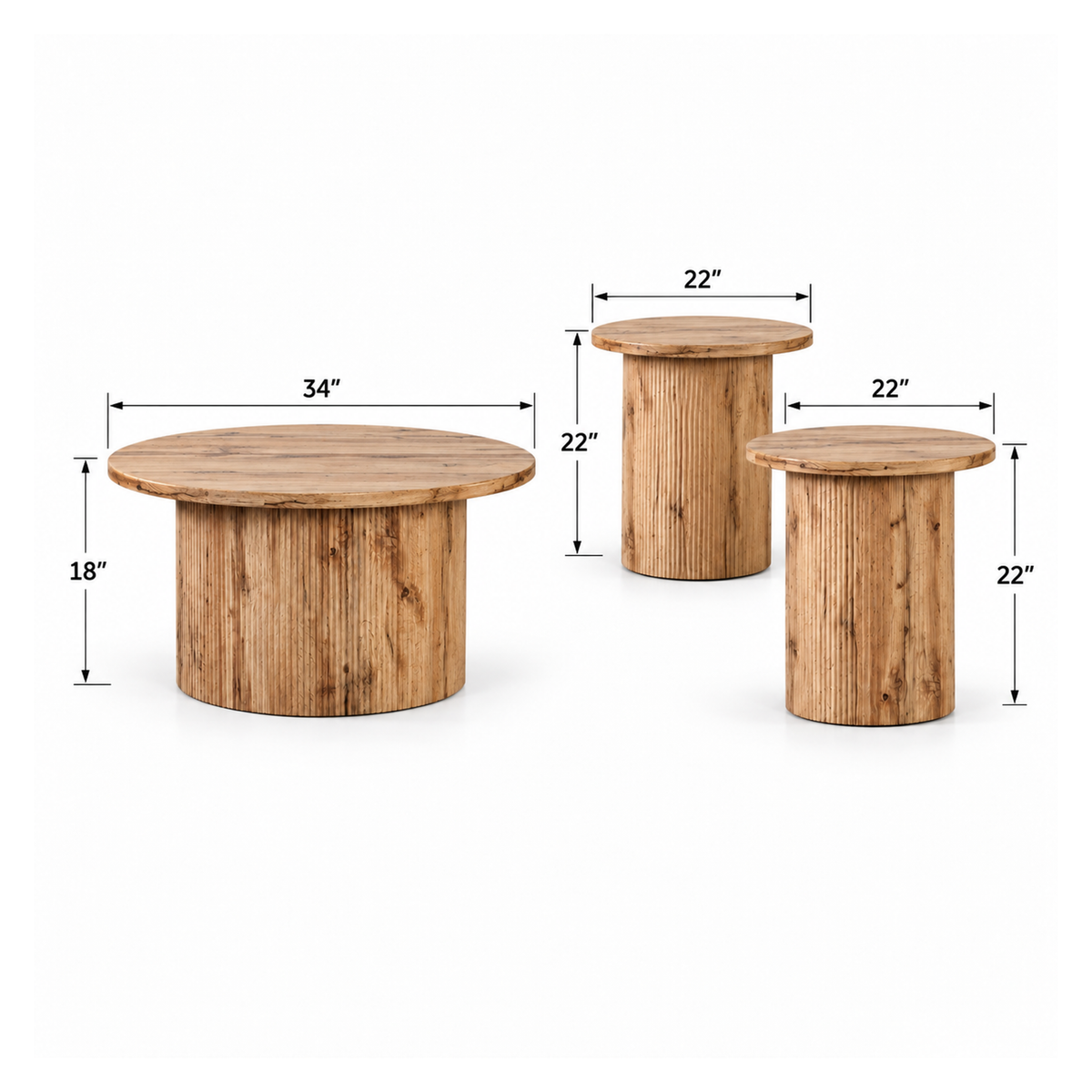 Palmer - Coffee Table Set - Light Natural Wood