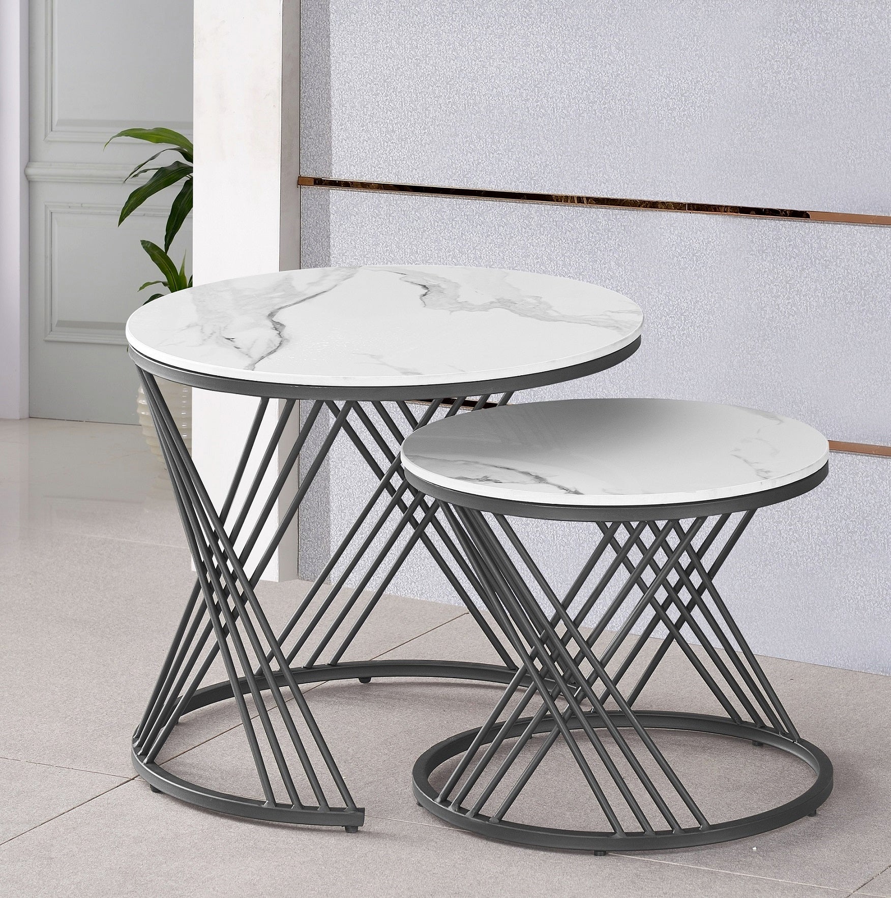 Felix - Coffee table set - White marble