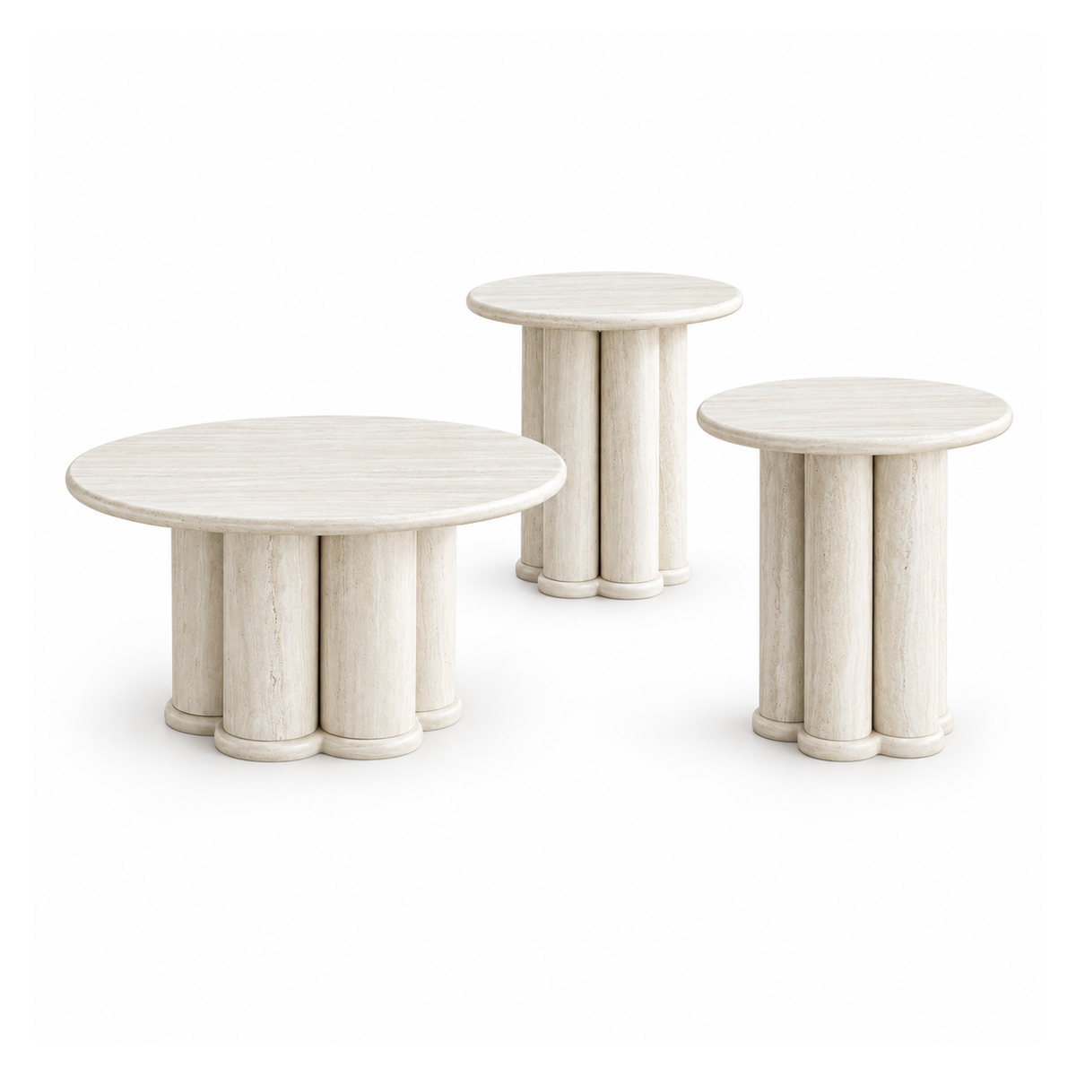 Bowen - Ensemble table de salon - Travertin clair
