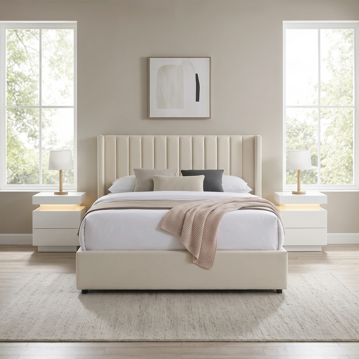 Bena - Lit Double - Velour Beige