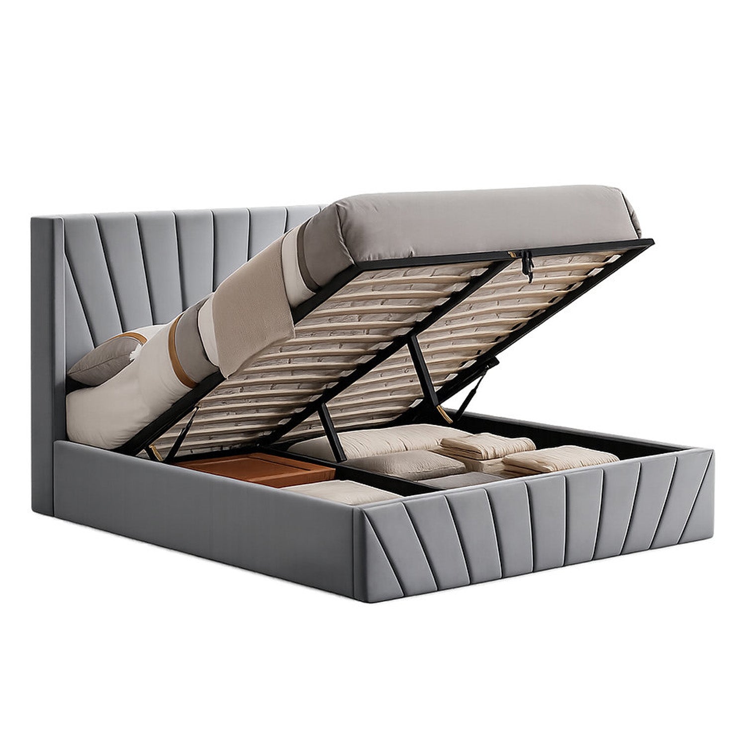 Solaro - Queen Bed - Grey Velvet