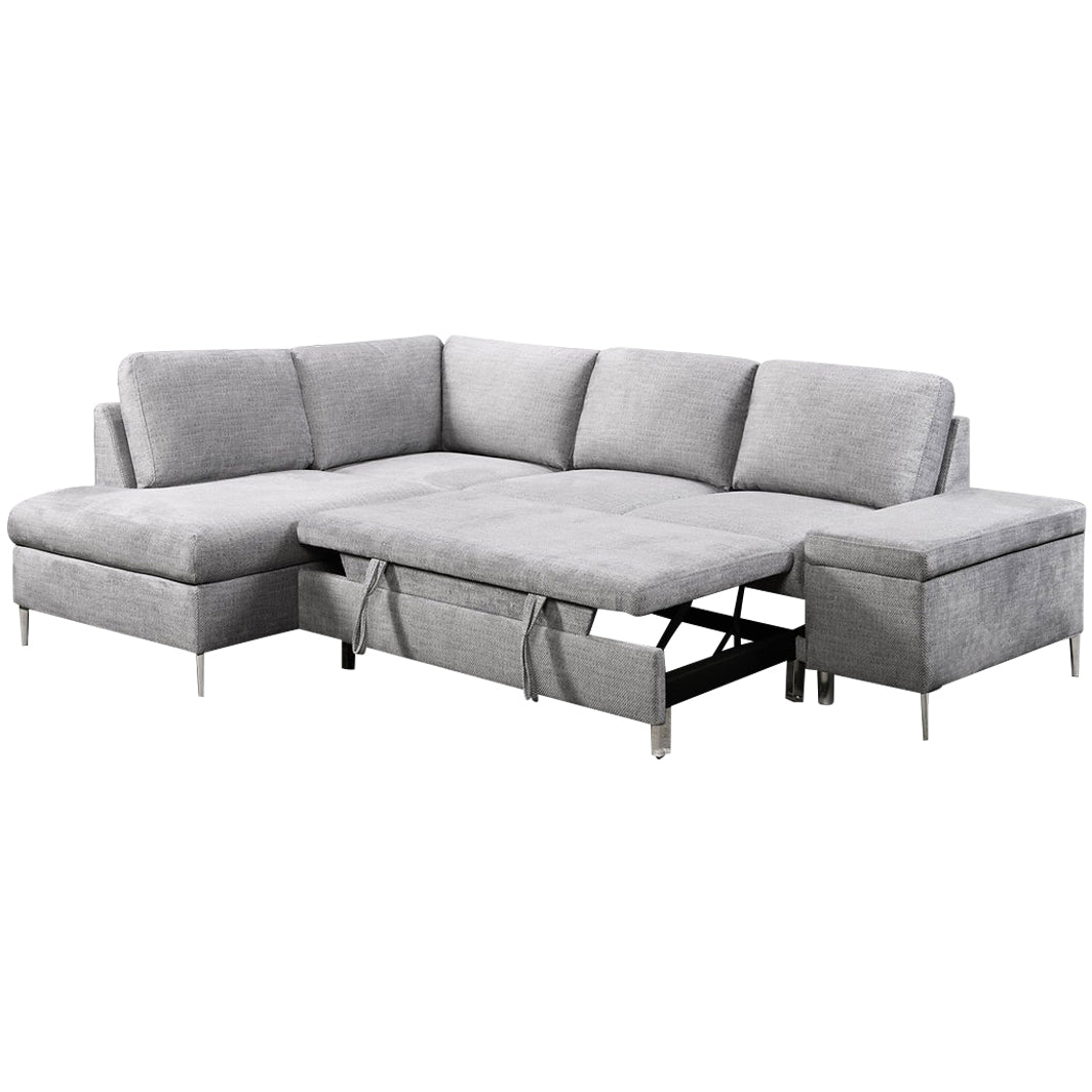 Matteo - L-Shaped Sectional Sofa Bed - Grey Fabric