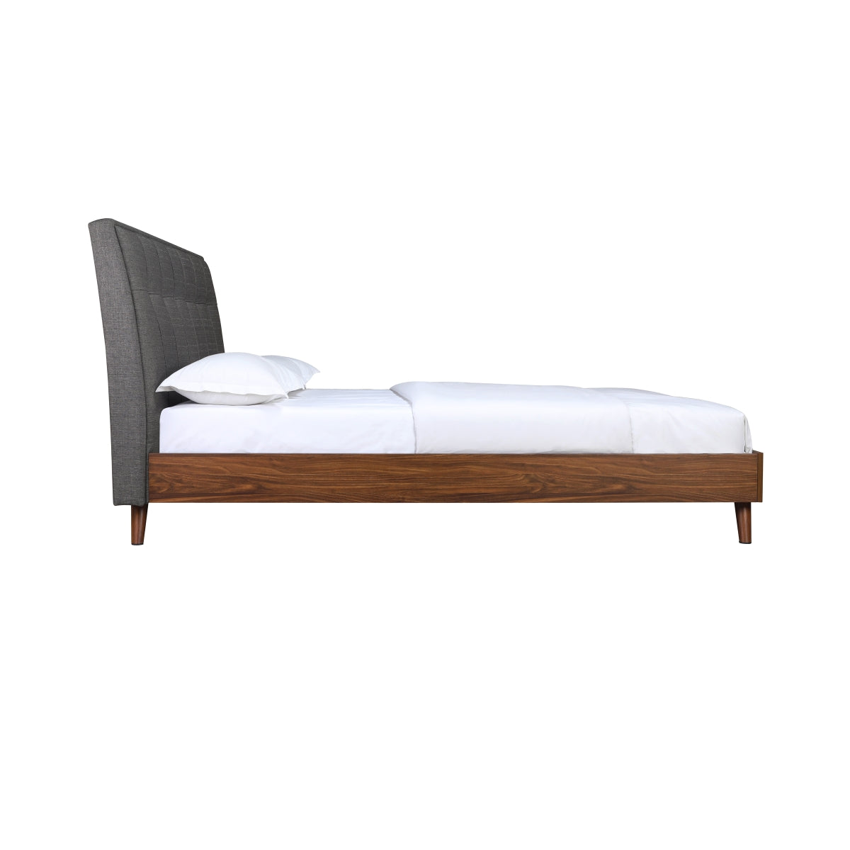 Todros - Queen Bed - Grey Fabric with Walnut Faux Wood