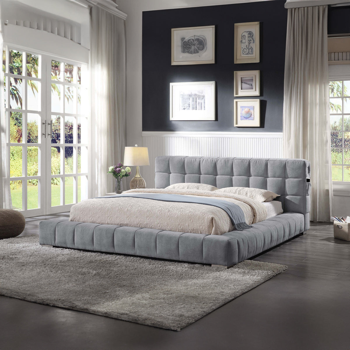 Modena - Queen Bed - Gray Fabric