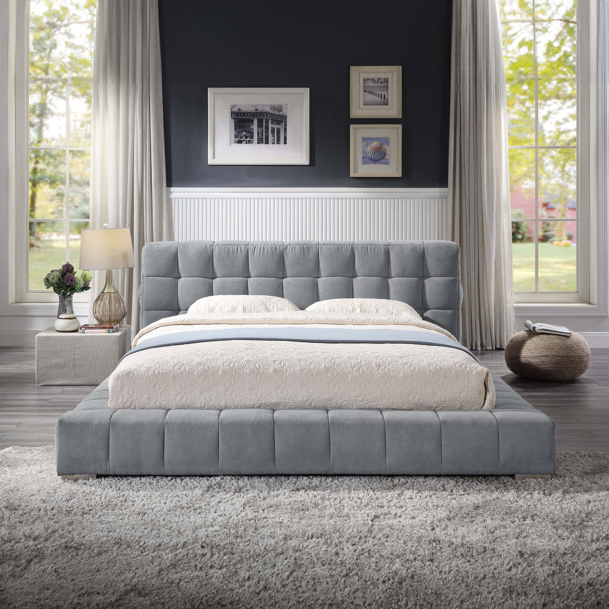 Modena - King Bed - Grey Fabric