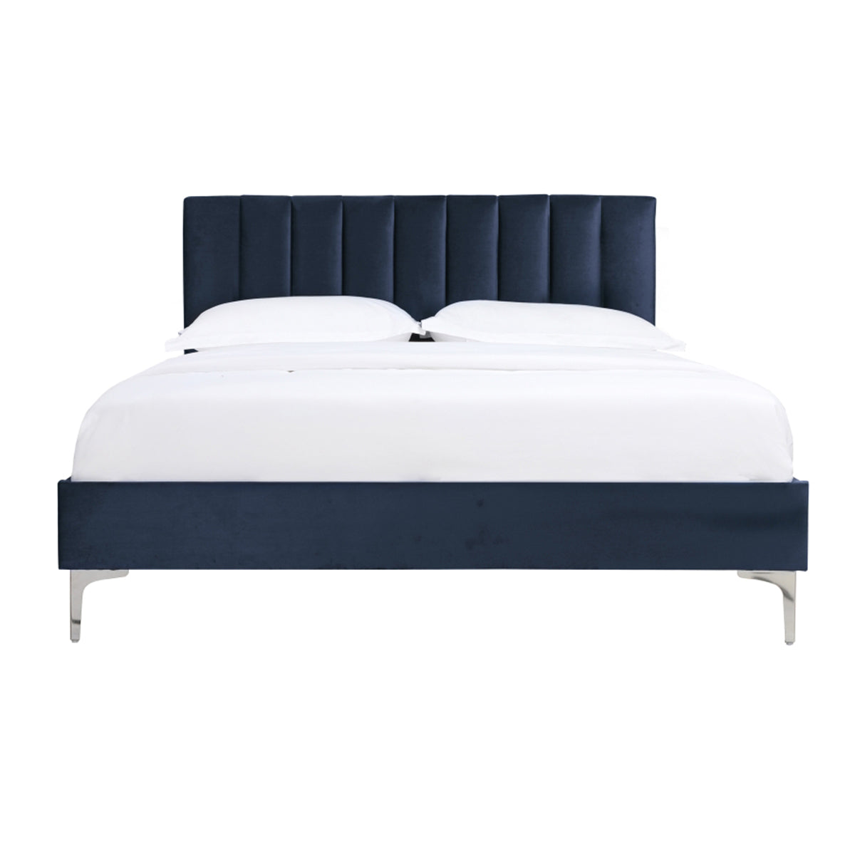 Melina - Queen Bed - Navy Blue Velvet