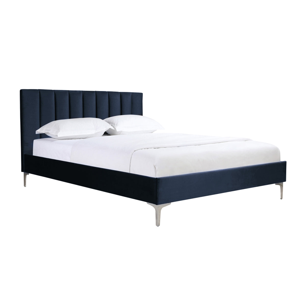 Melina - Lit King - Velour Bleu Marin