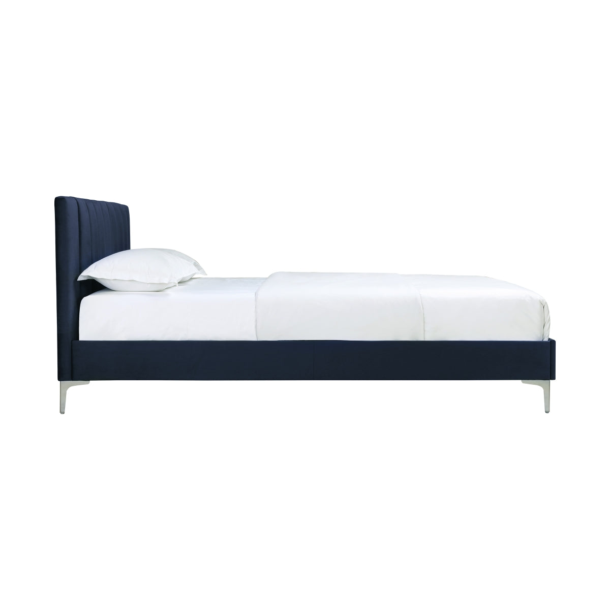 Melina - Queen Bed - Navy Blue Velvet