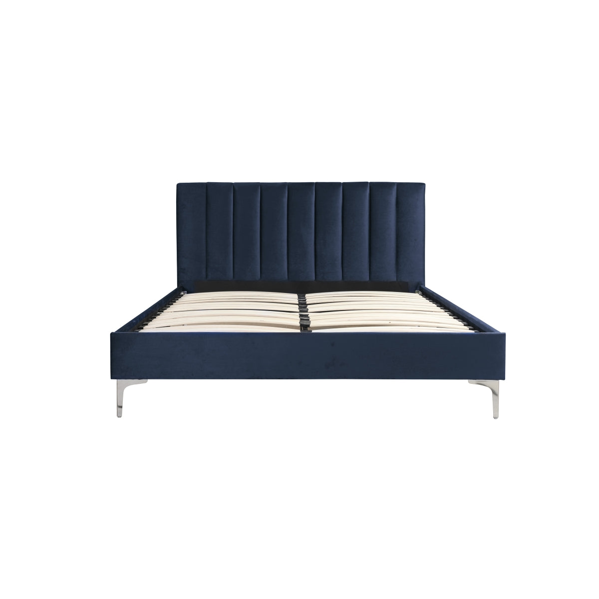 Melina - Queen Bed - Navy Blue Velvet