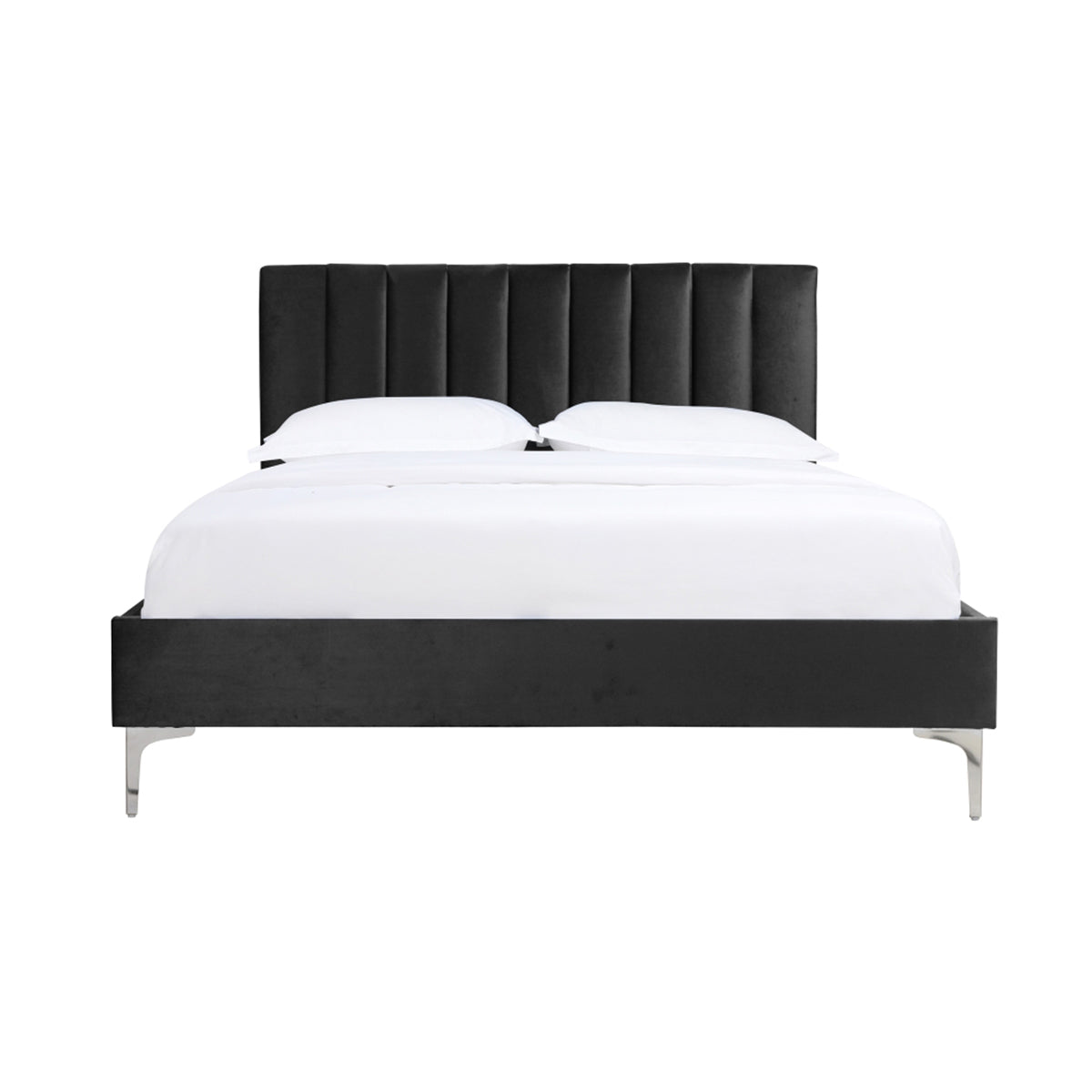 Melina - Queen Bed - Black Velvet