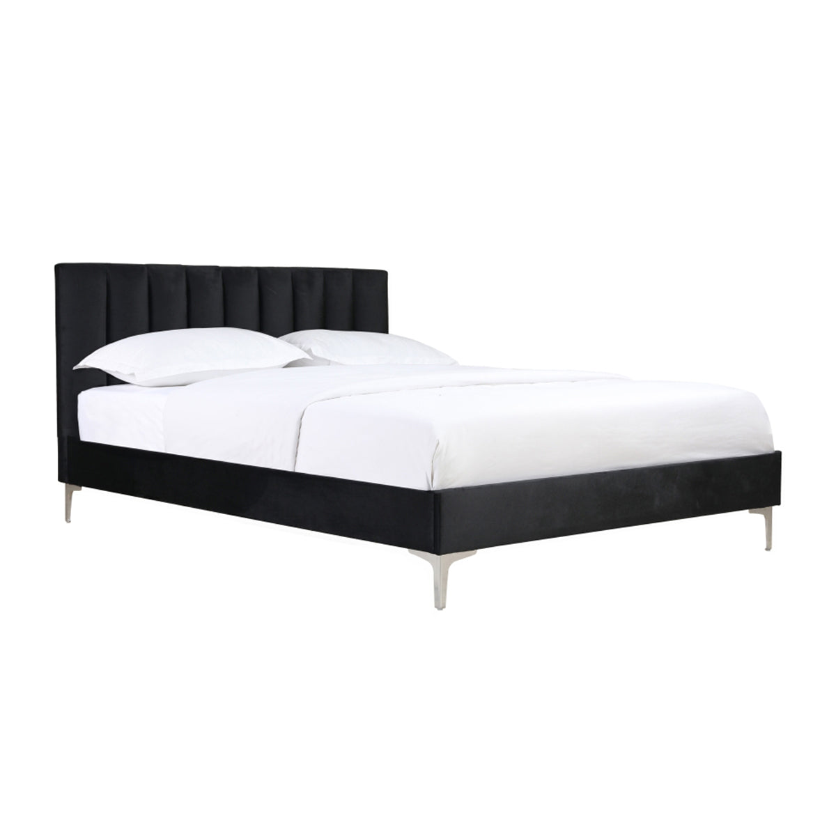 Melina - Queen Bed - Black Velvet