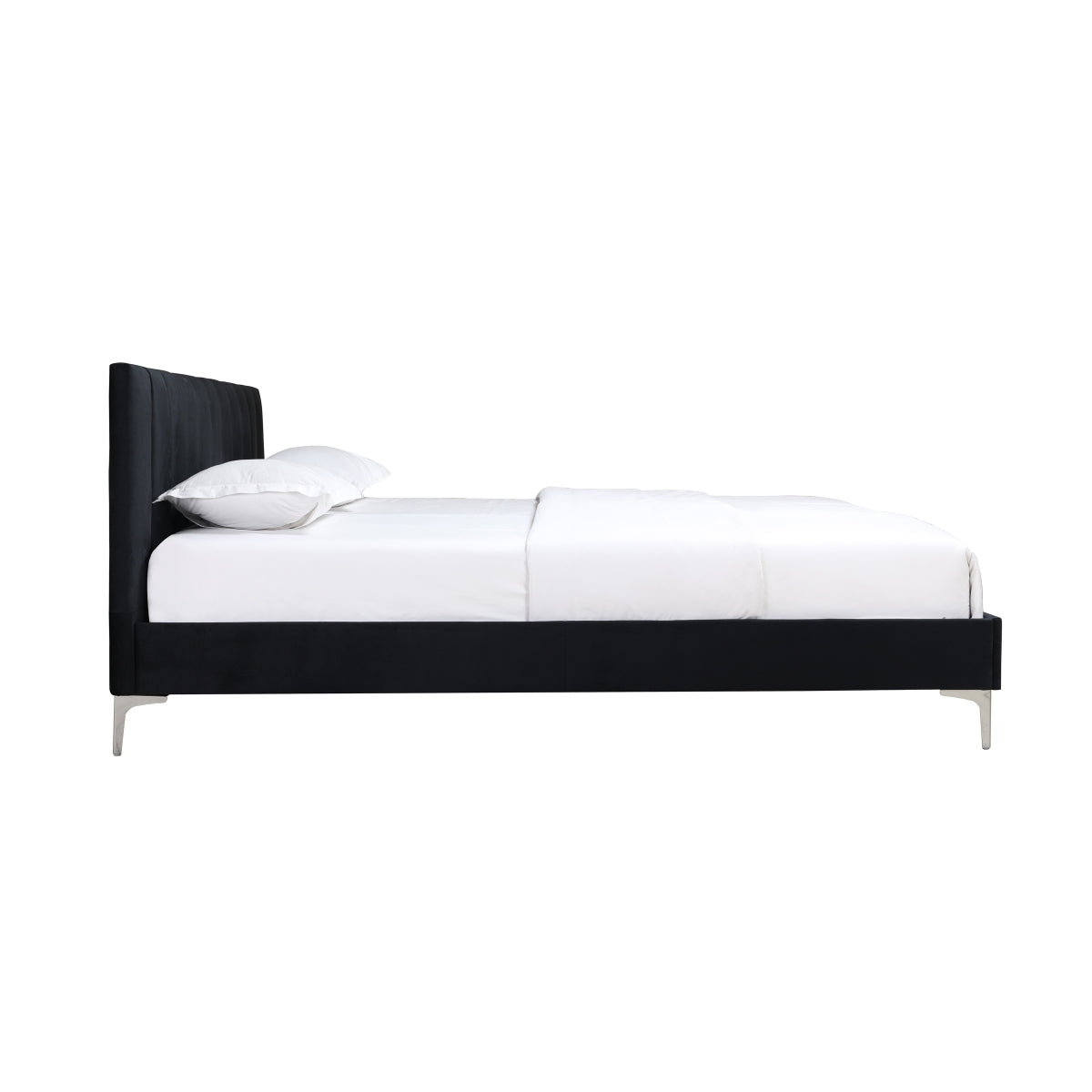 Melina - Queen Bed - Black Velvet