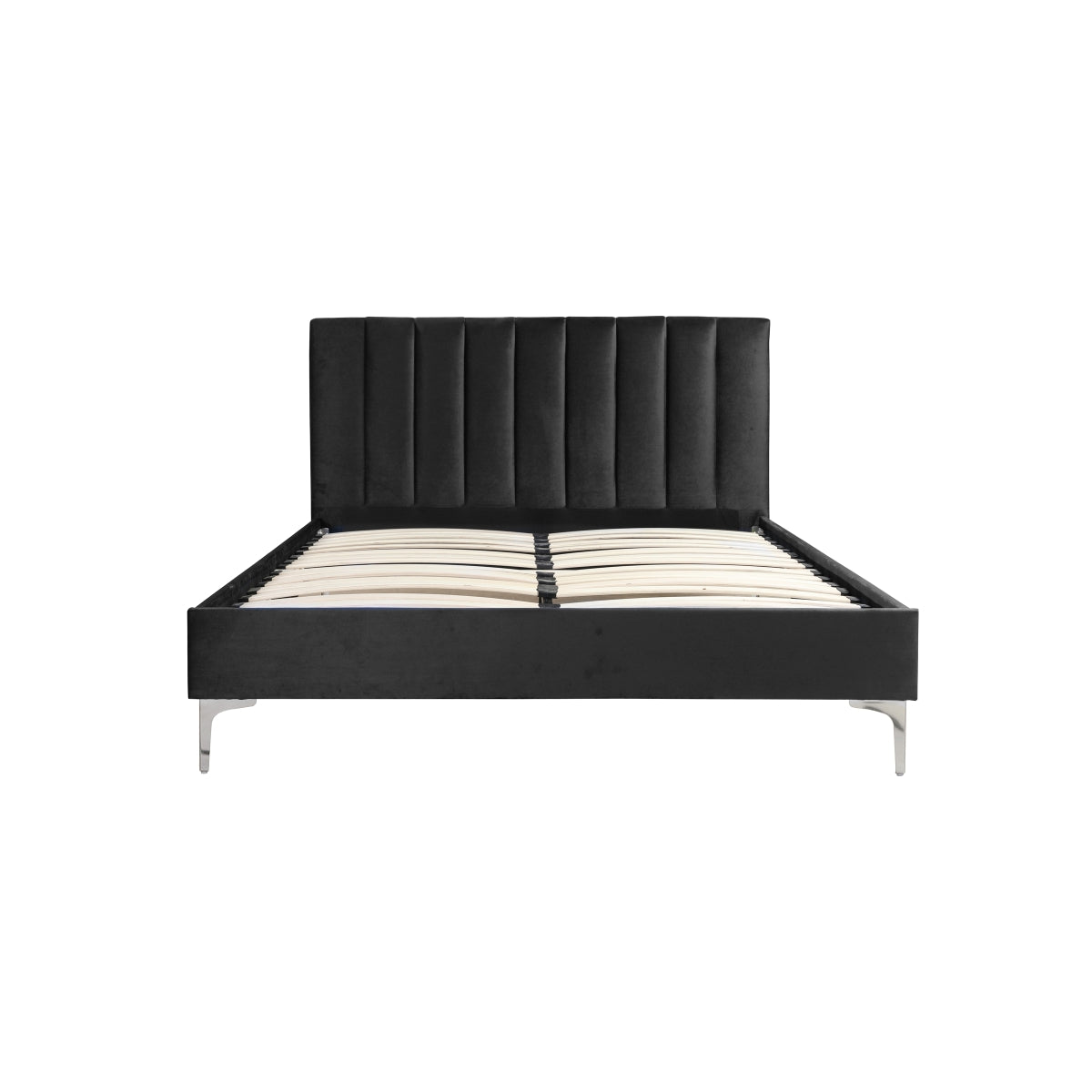 Melina - Queen Bed - Black Velvet
