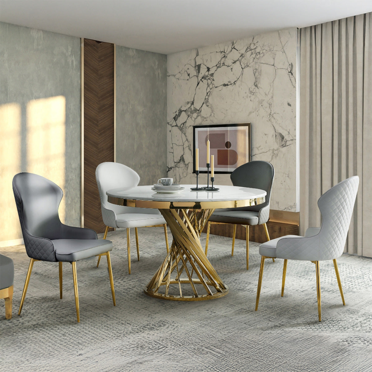 Venus - Dining table - Gold and White