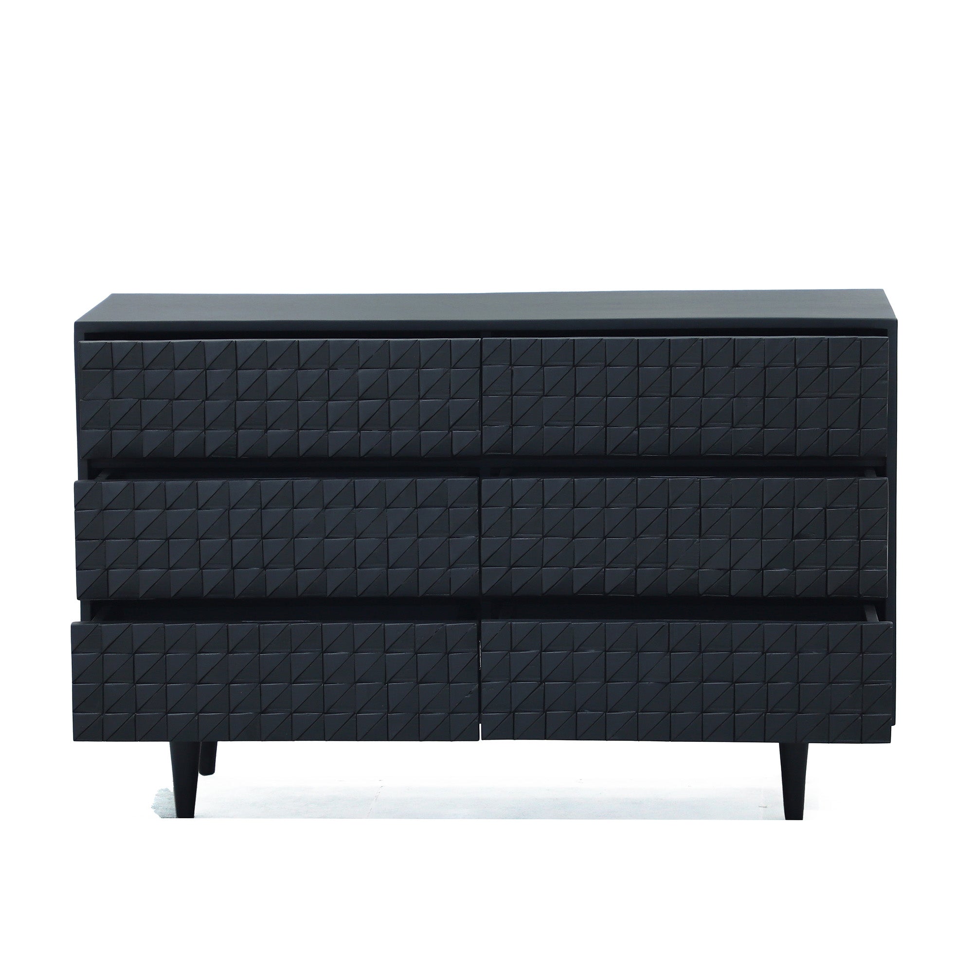 Elise - 6-Drawer Dresser - Black Solid Wood