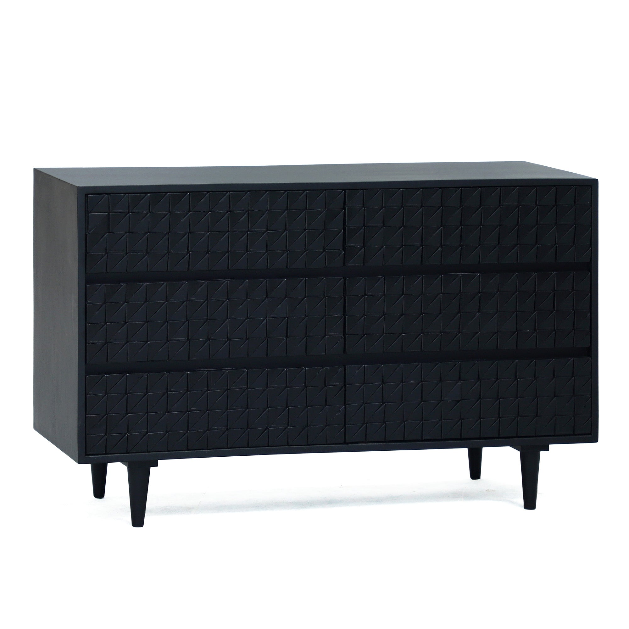 Elise - 6-Drawer Dresser - Black Solid Wood