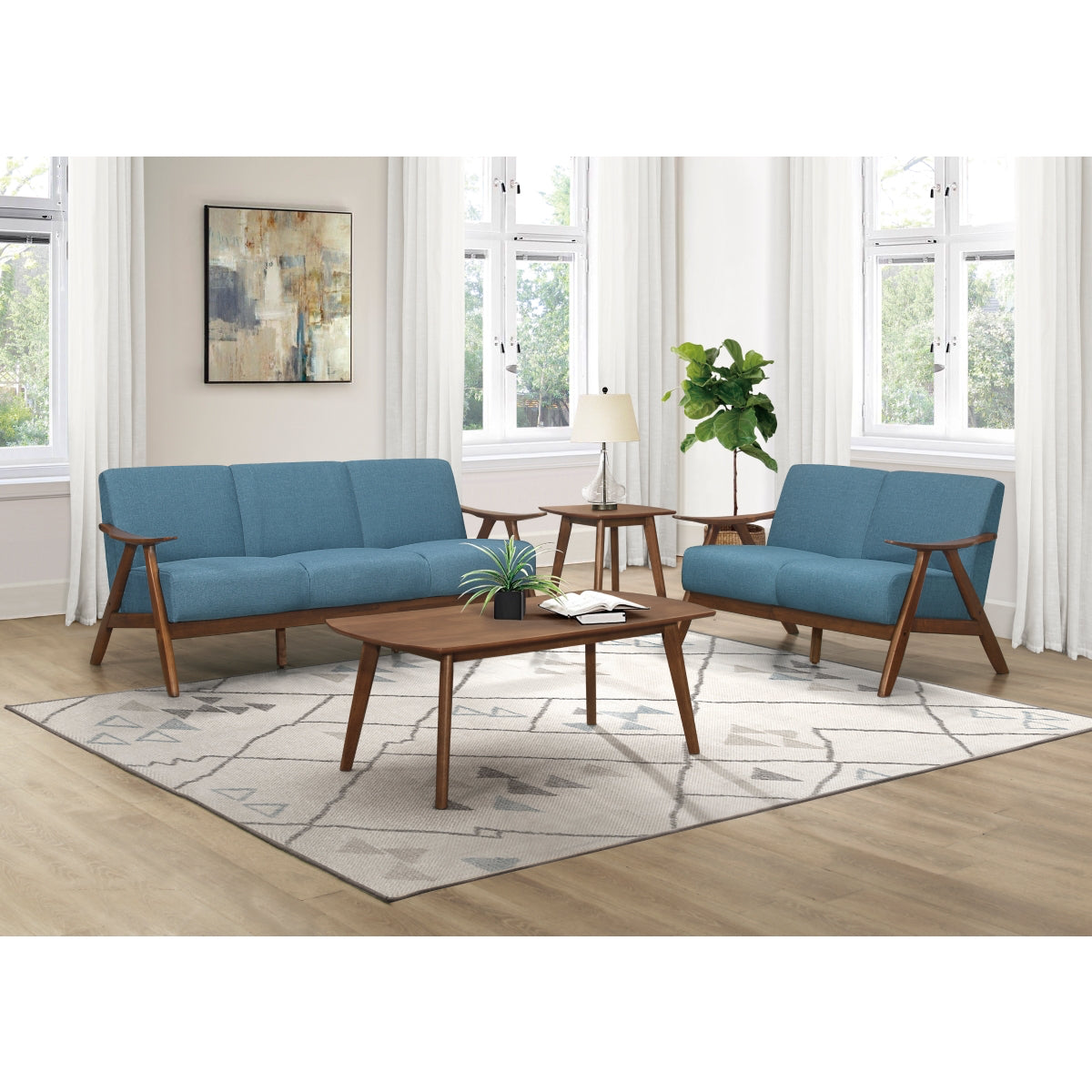 Damala - Loveseat - Blue Fabric