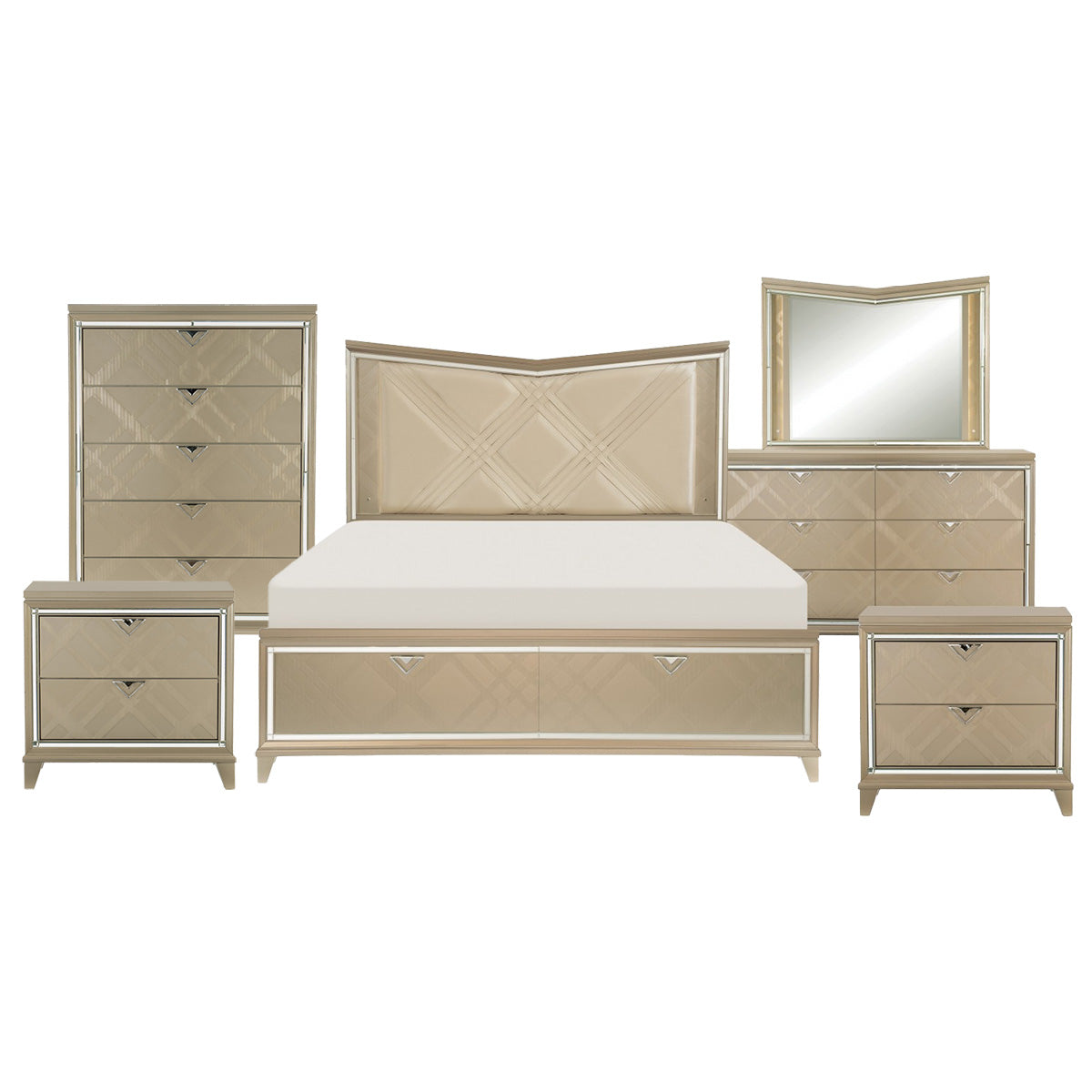 Bijou - Bedroom Set - Metallic Champagne