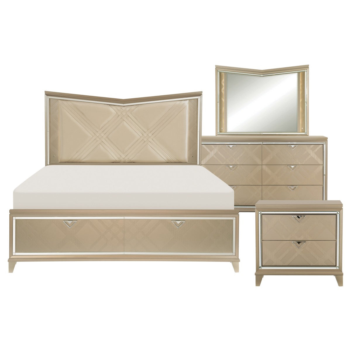 Bijou - Bedroom Set - Metallic Champagne