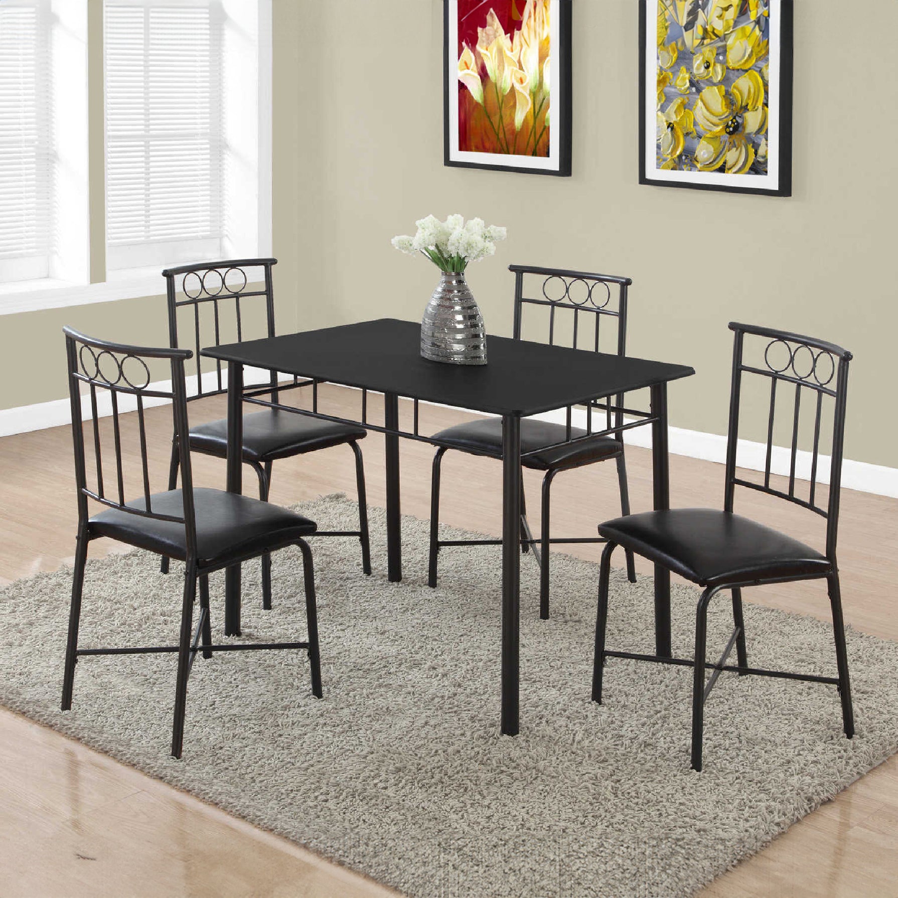 Hélène - Dining Table Set - Black / Black Metal