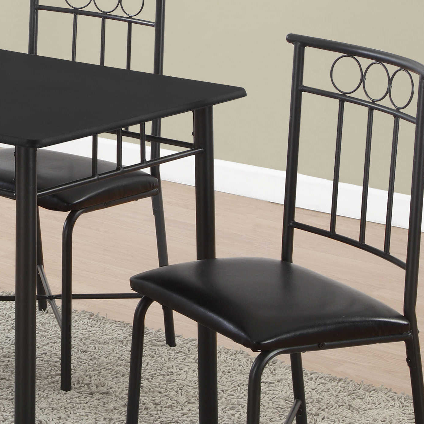 Hélène - Dining Table Set - Black / Black Metal