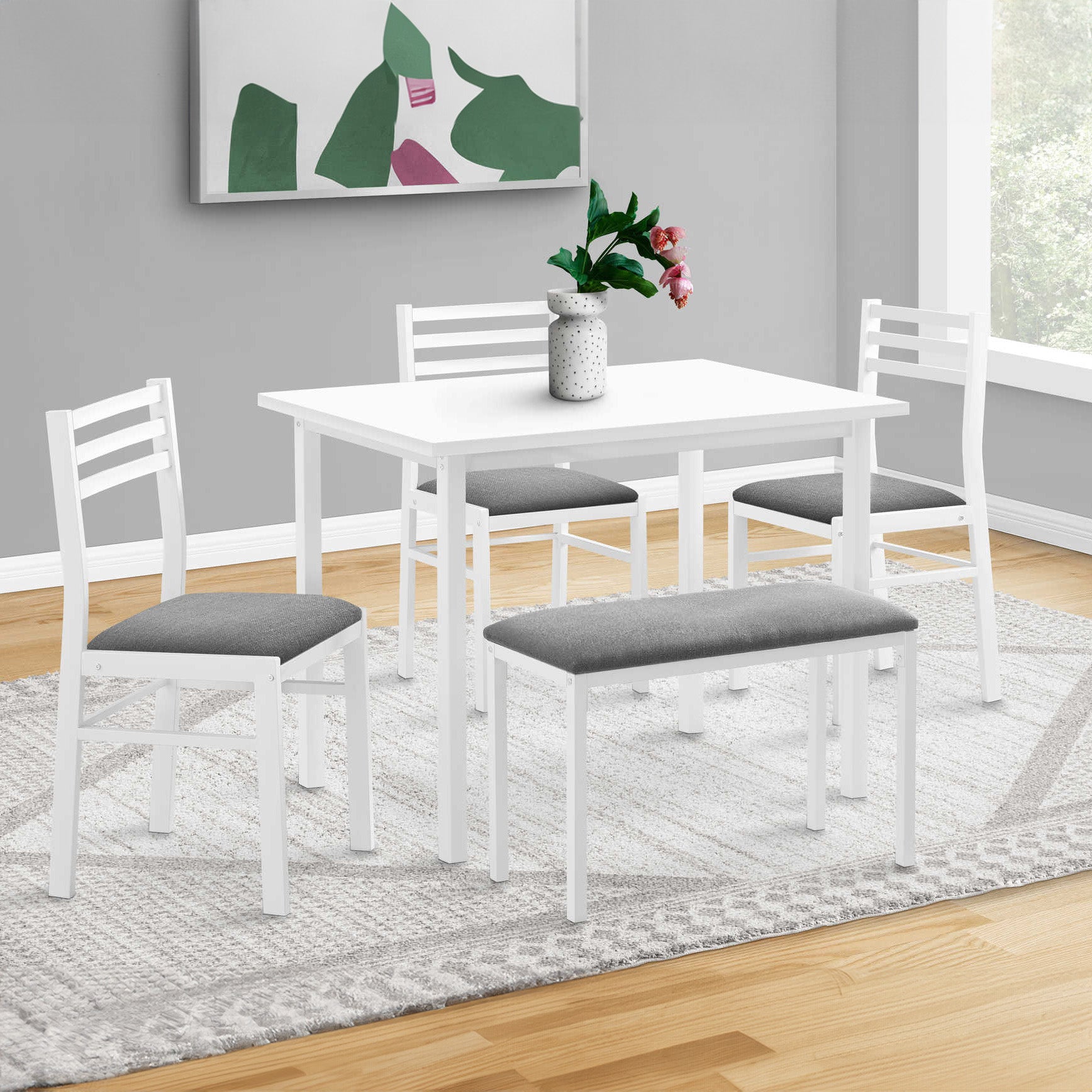 Clément - Dining Table Set - White / White Metal