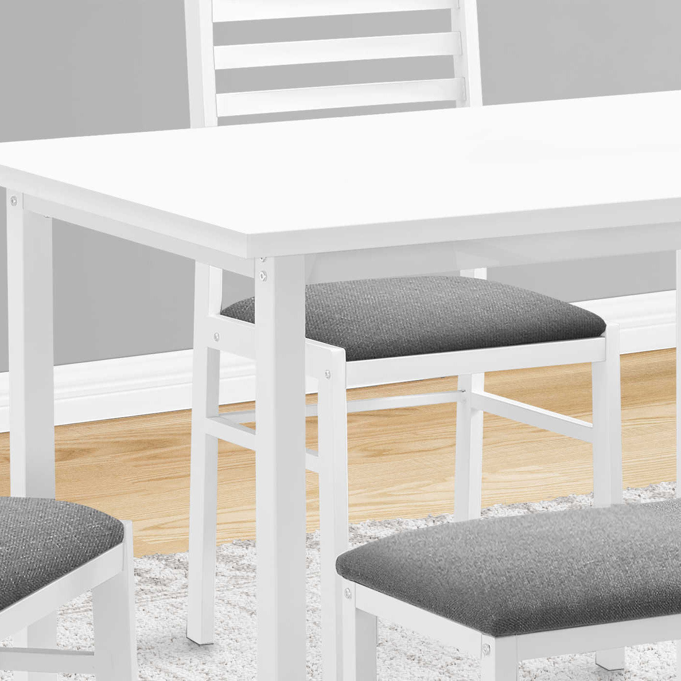 Clément - Dining Table Set - White / White Metal