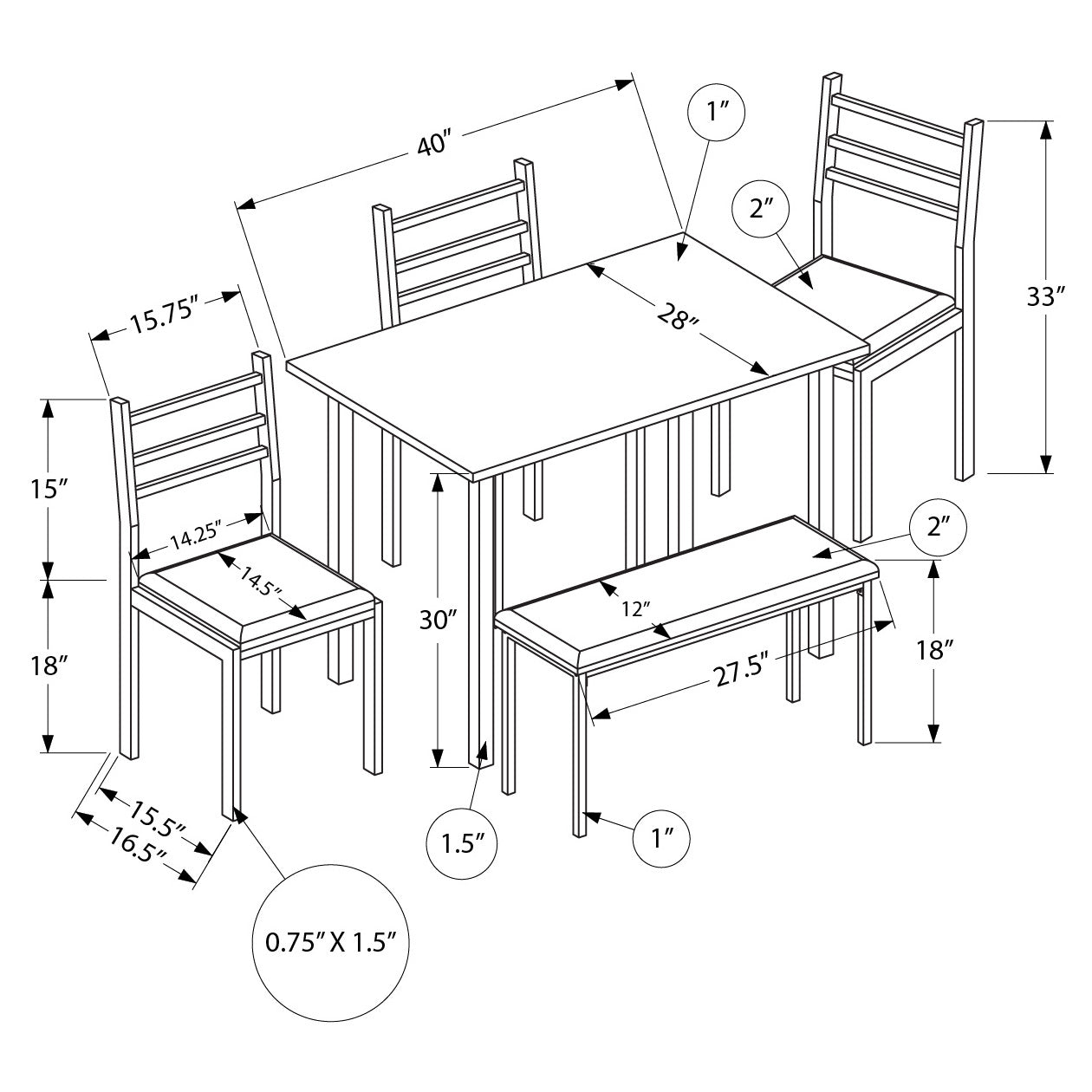 Clément - Dining Table Set - Grey / Black Metal