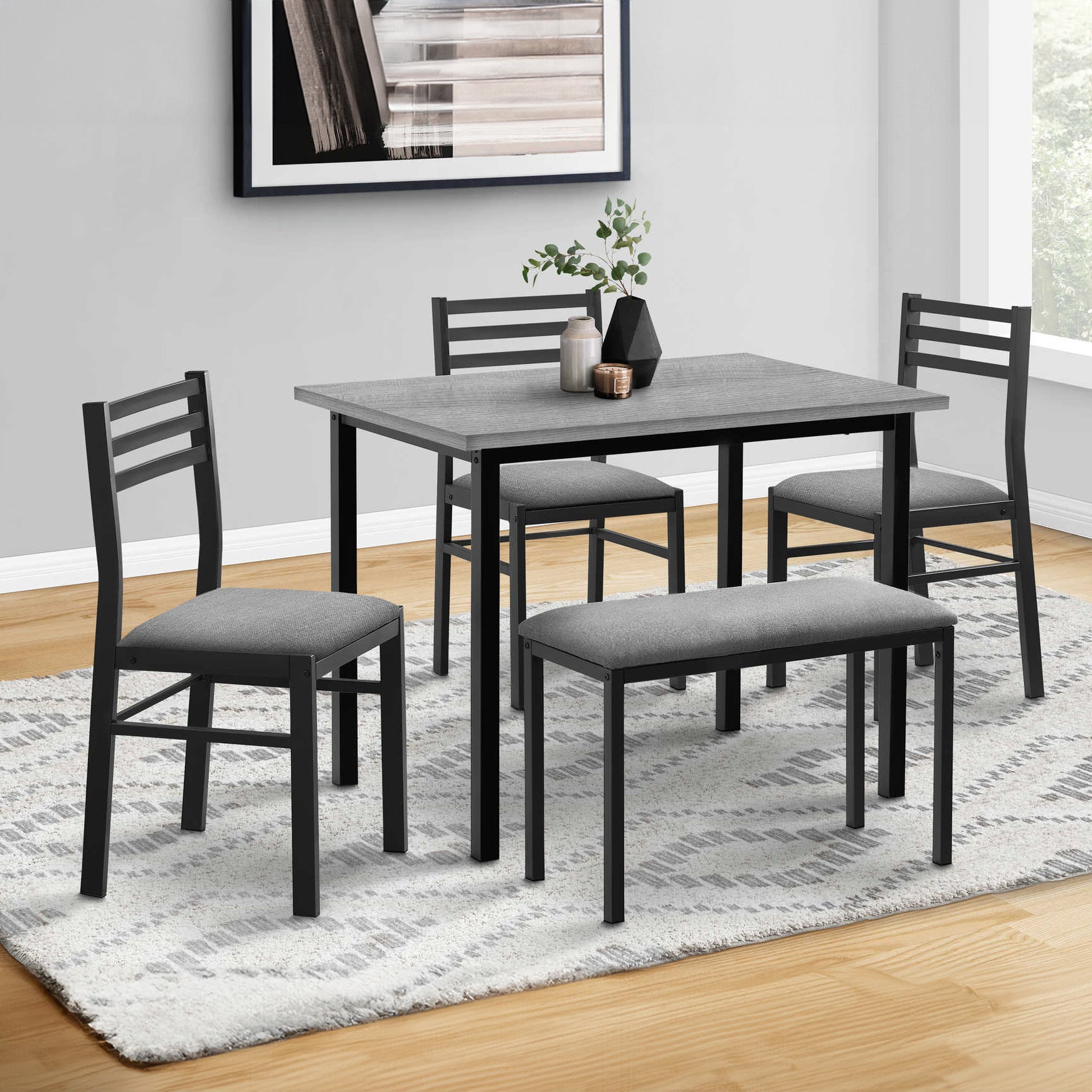 Clément - Dining Table Set - Grey / Black Metal