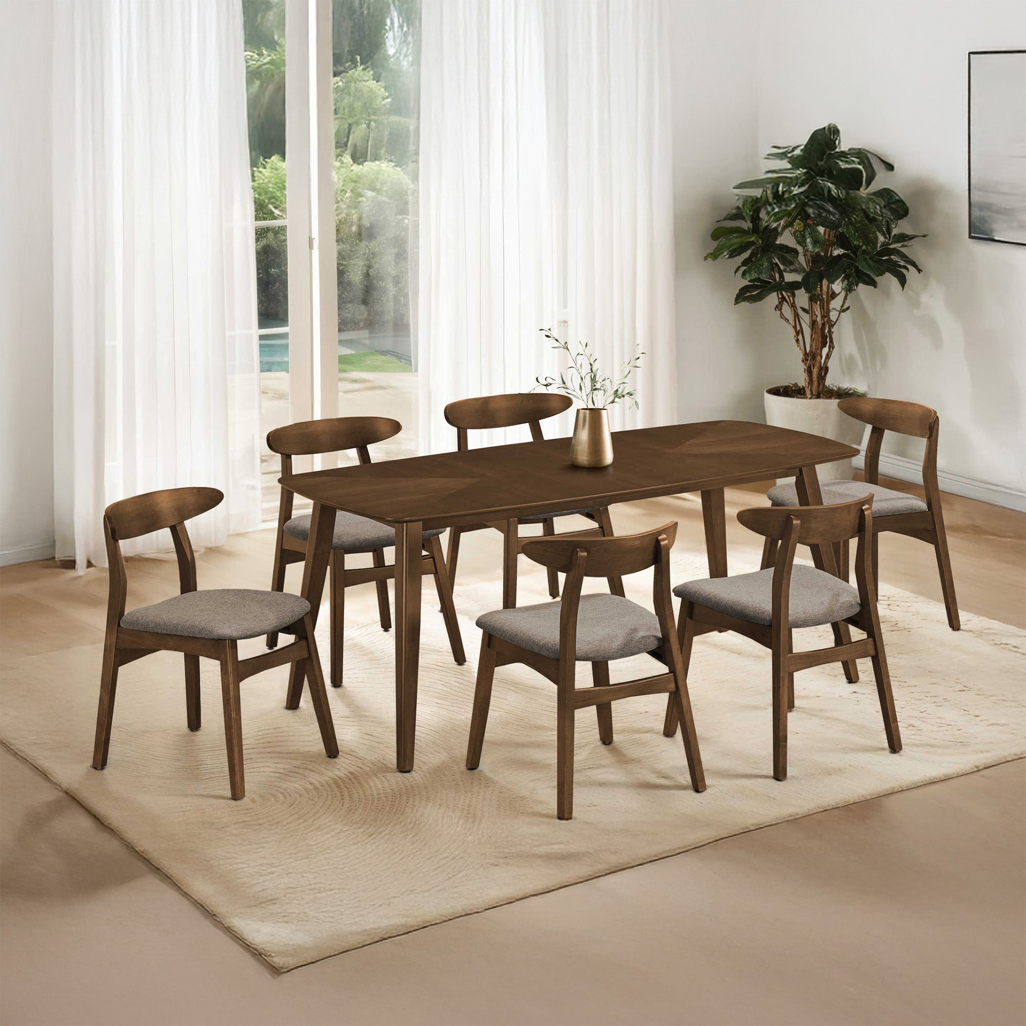 Oslo - Dining Room Set - Walnut & Beige