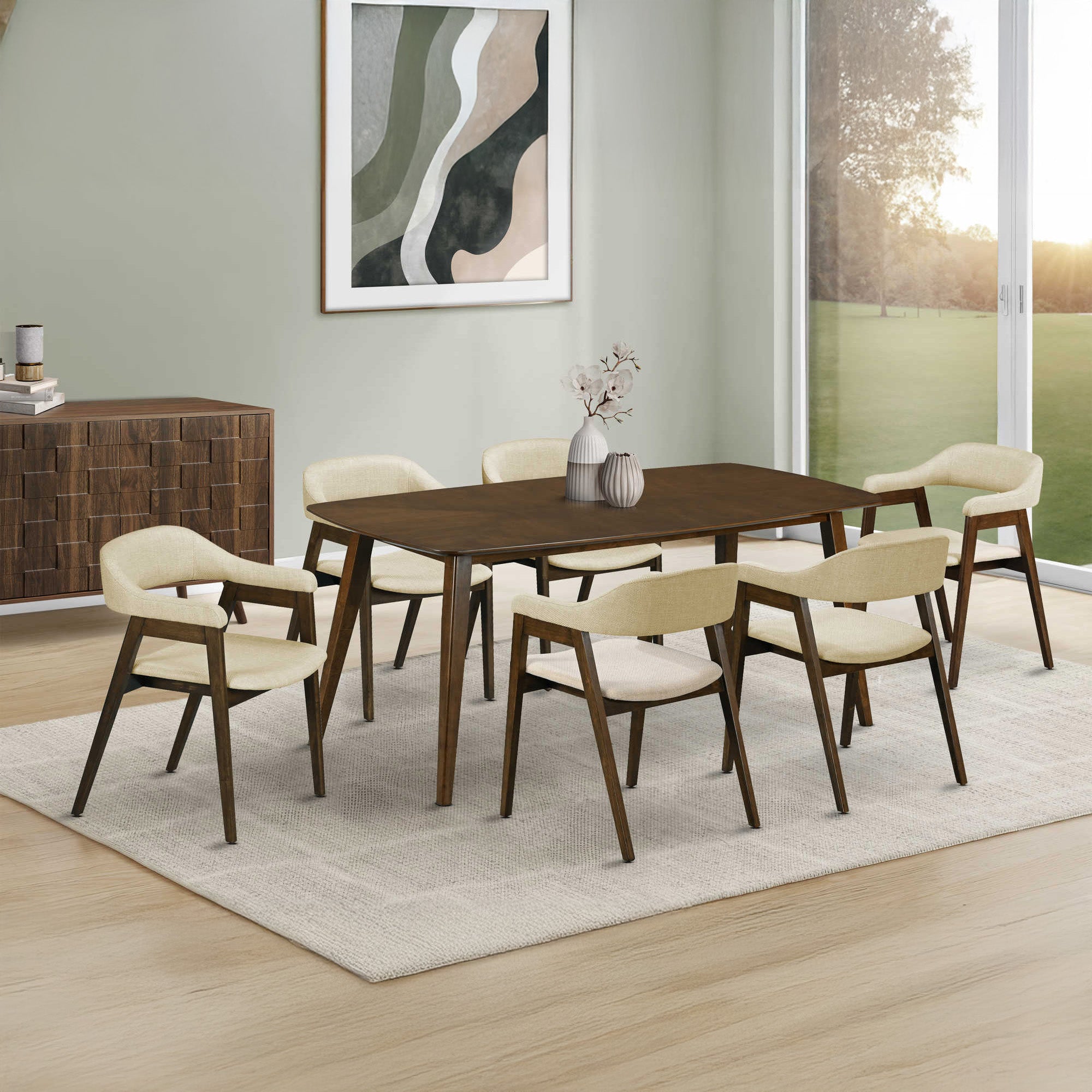 Oslo/Floriane - Dining Room Set - Walnut and Sand