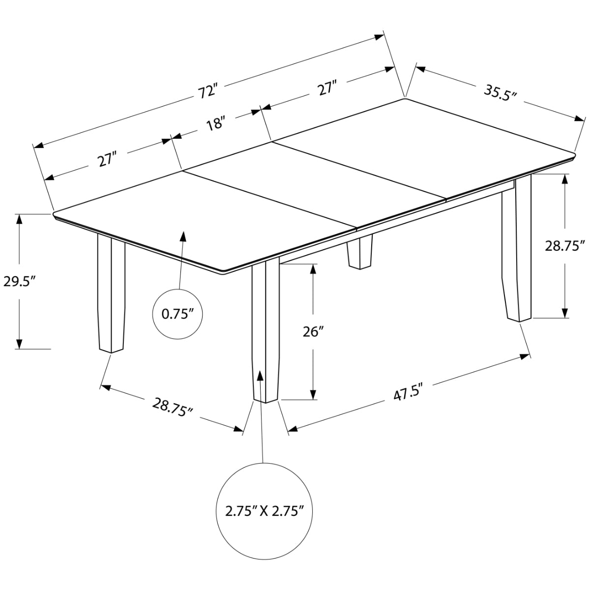 Estelle - Table A Manger - Bois Plaque Gris
