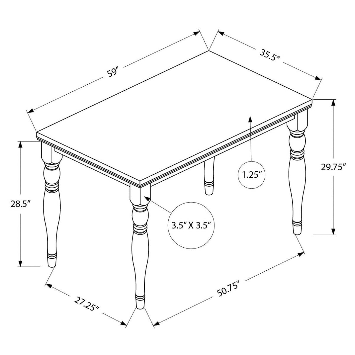 Antonin - Table A Manger - Bois Plaque Gris Antique