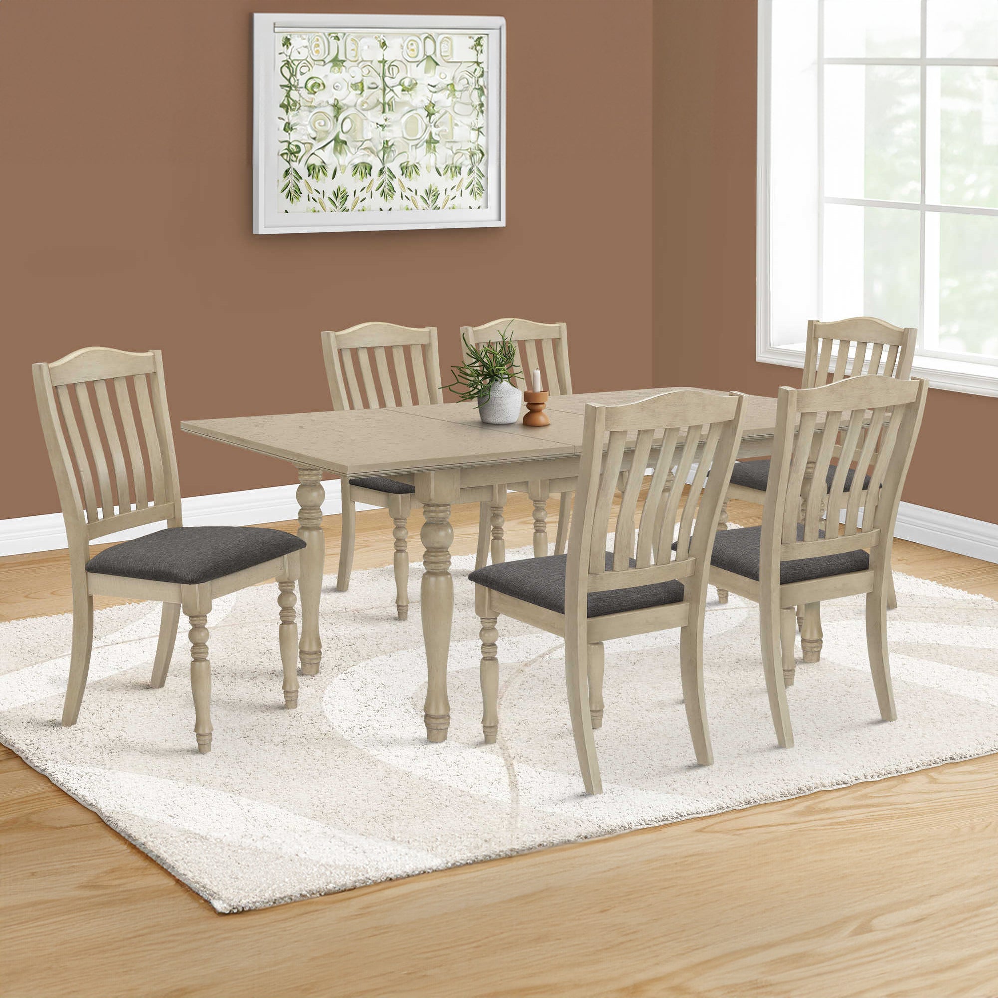 Olivier - Dining Table Set - Antique Grey Veneered Wood