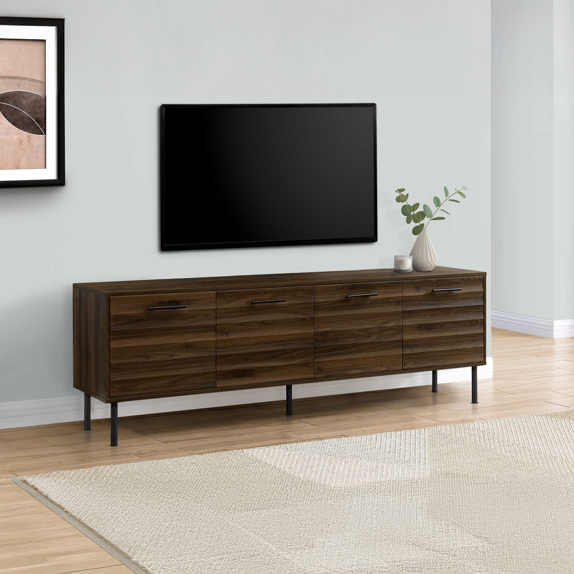 Owen - TV Stand - Dark Brown Faux Wood - 72 in