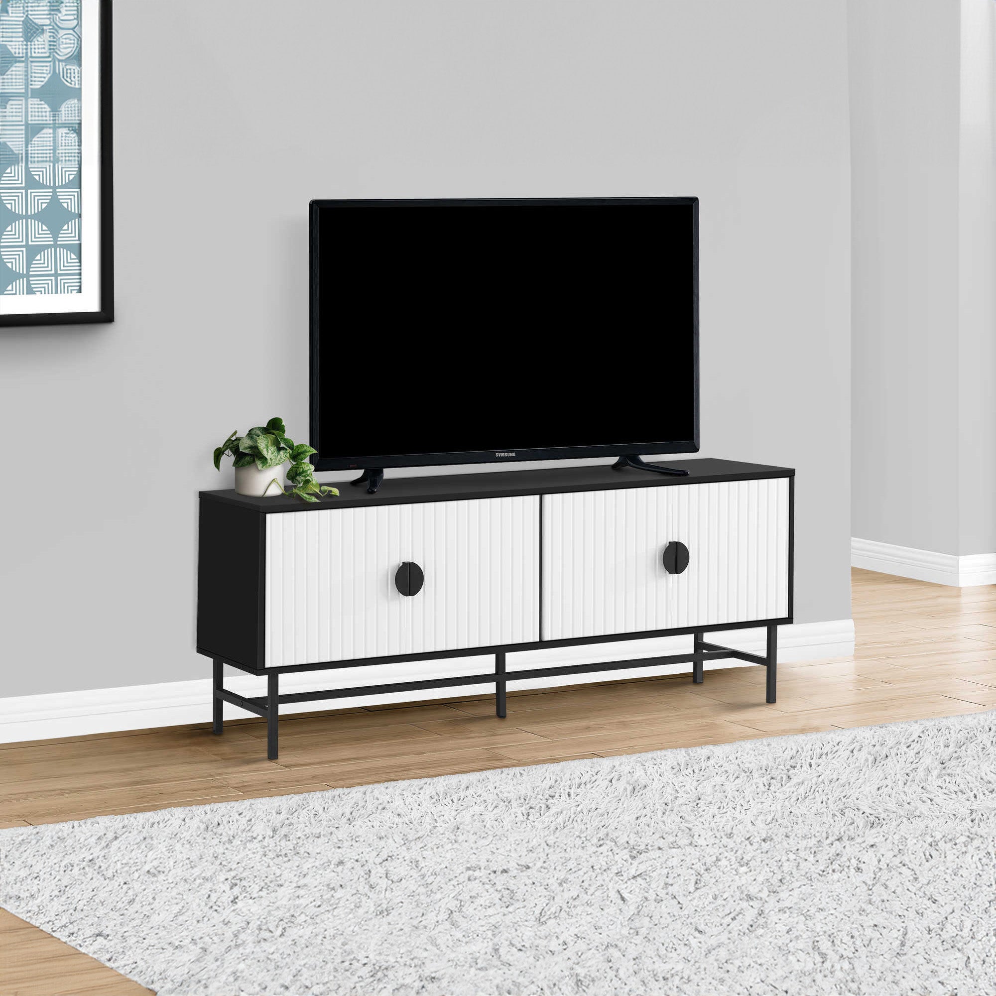 Evora - TV Stand - Black and White - 60 in