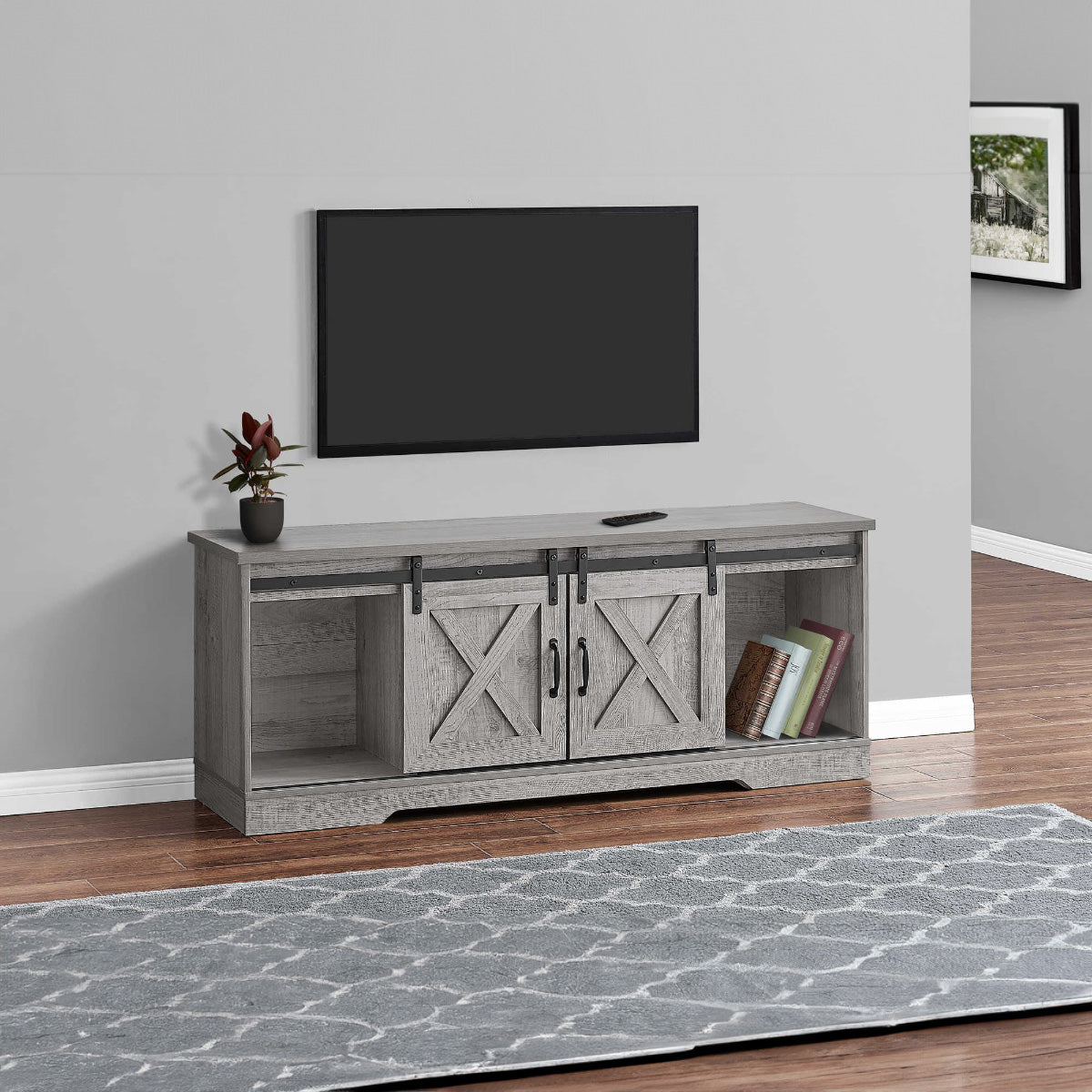Anderson - TV stand - with 2 sliding doors - 60 " - Grey