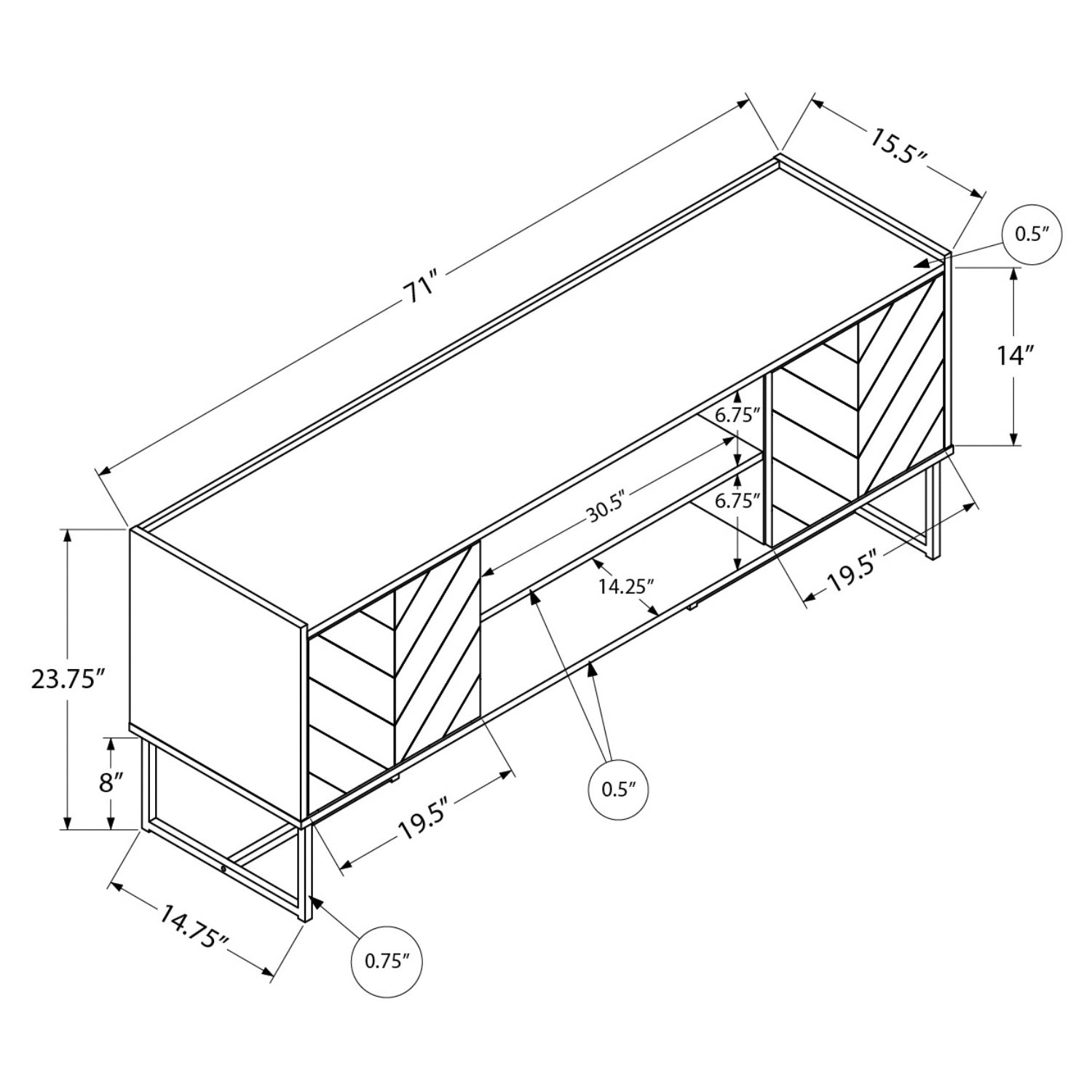 Preston - TV Stand - Black and Faux Wood - 72 in.
