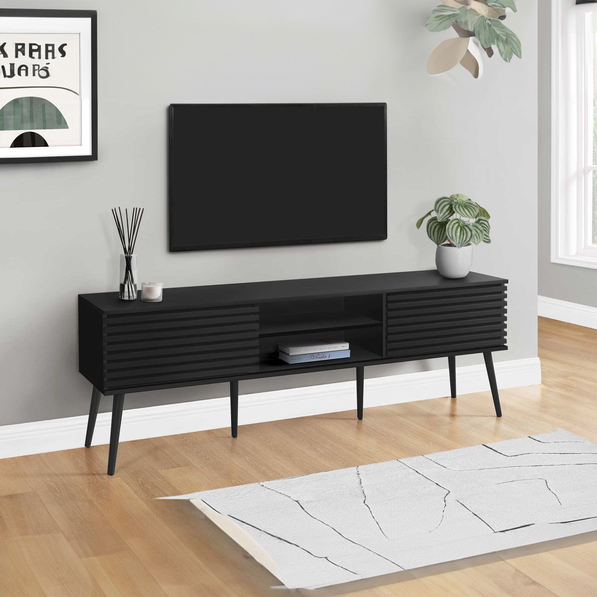 Eva - TV Stand - Black - 72 in